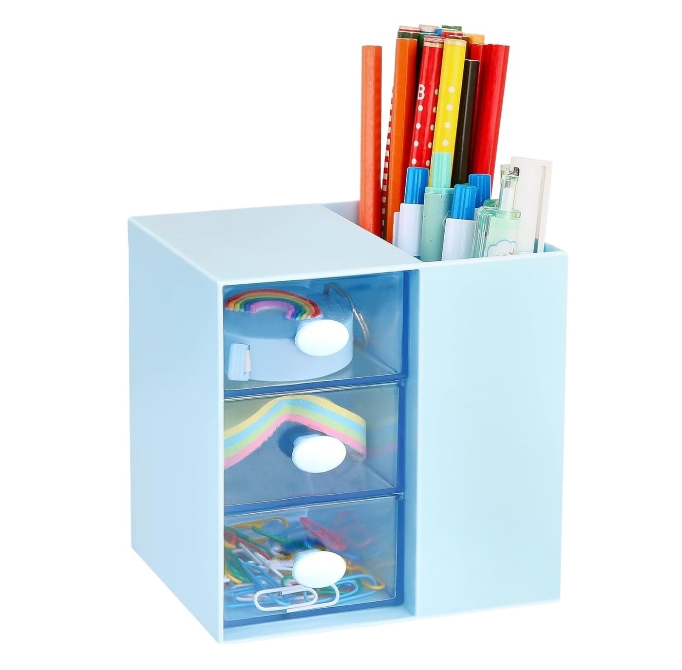 Organizador de escritorio Organizador de escritorio de plástico con cajón Caja de almacenamiento empresarial de oficina Organizador de maquillaje cosmético Organizador ordenado de escritorio para co