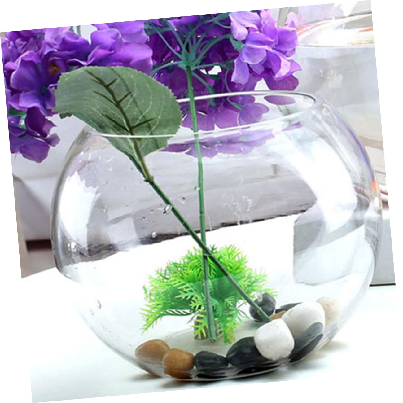 POPETPOP Aquarium en Verre Bocal à Poisson De Table Bocal à Poisson Vase Rond Vase en Cercle Aquarium De Bureau Vases Ronds Bol Hydroponique Un Verre Transparent