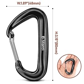 B-Mardi Carabiner Clips Heavy Duty 12kN (2697 lbs)-Lightweight Locking Carabiners for Camping, Hiking, Hammock, Dog Leash Harness, Outdoor and Gym etc, Keychains& Utility