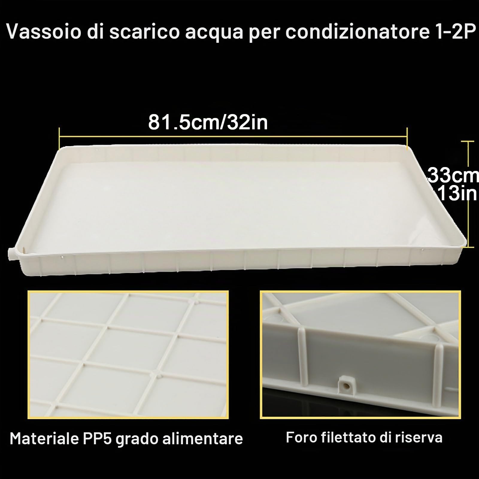 Vaschetta di Raccolta Condensa per Condizionatori, 1-2P Vaschetta Condensa Condizionatore con Tubo di Scarico, Raccogli Condensa in PP5(With 300 cm hose)