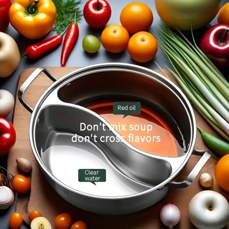 Olla caliente doble sabor 12.6" acero inoxidable compatible inducción miniatura 7