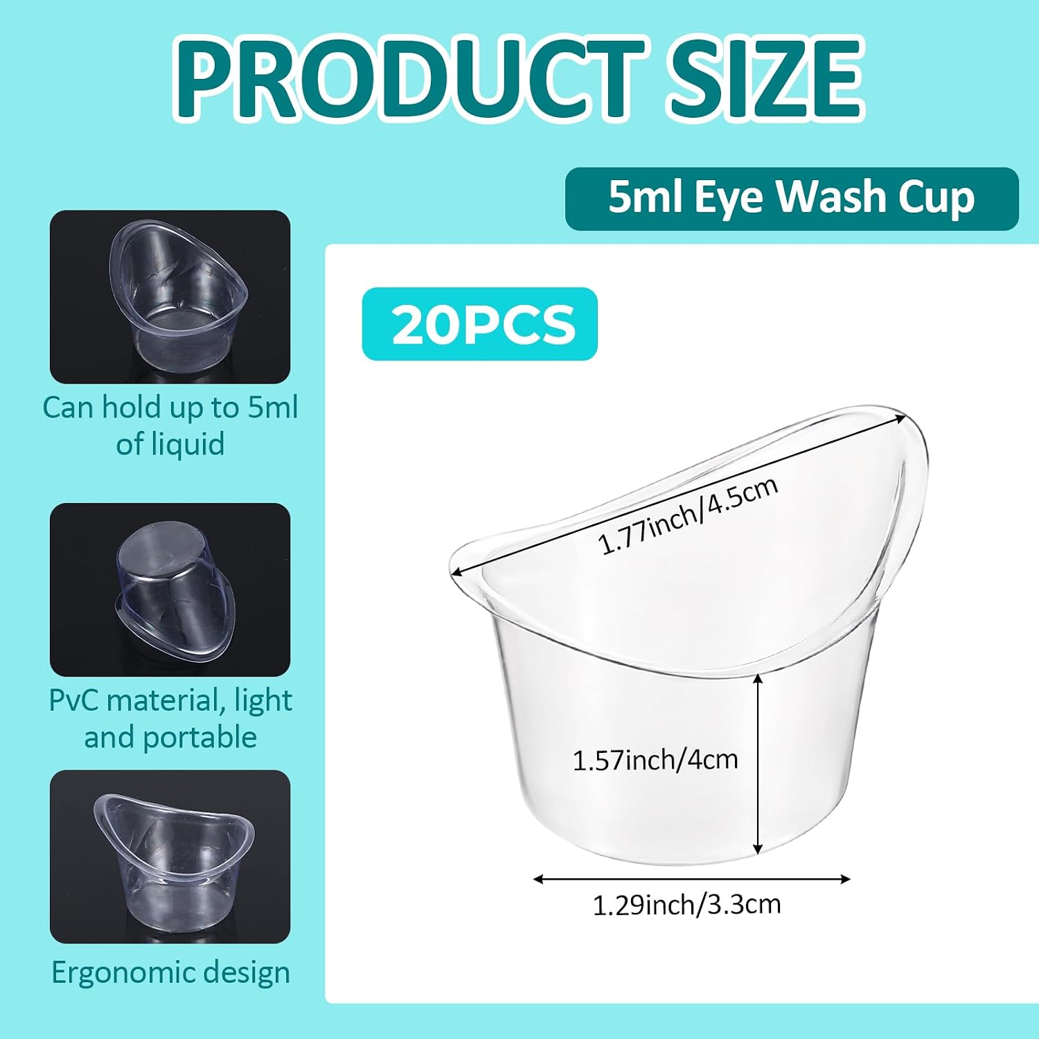 40pcs 5ml Disposable Eye Wash Cup Portable Plastic Measuring Cup Eye Wash Bath Kit Eyes Flush Cleaning cup for Eyes Rinse eyes Care Tool eye Bath Washer for Quick Relief Tired eye Dust Makeup Irritant