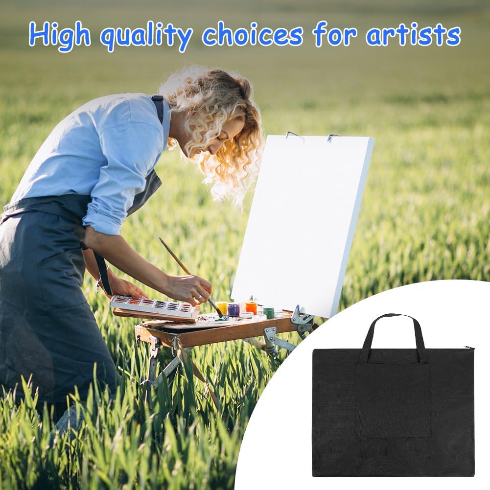 A2 Art Portfolio Case, Artist Carrying Bag,Drawing Sketching Board Tote Bag,Art Painting Case Bag with Handles - Black ,65.5 x 54 cm