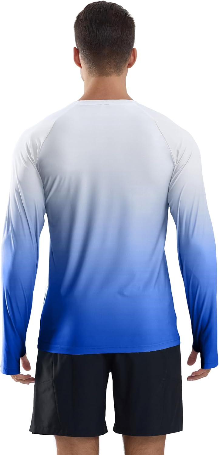 Men's Sun Protection UPF 50+ Shirts Long Sleeve Rash Guard Swim Shirt UV SPF Quick Dry Lightweight Top - Image 2