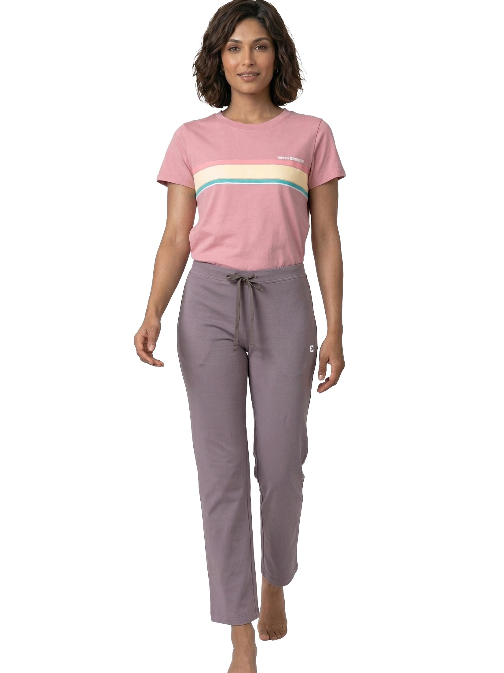womens Enamor Mid Rise Regular Length Drawstring Closure Lounge Pants For Women - Slim Fit, Soft and Breathable Stretch Cotton - E014-picture-30