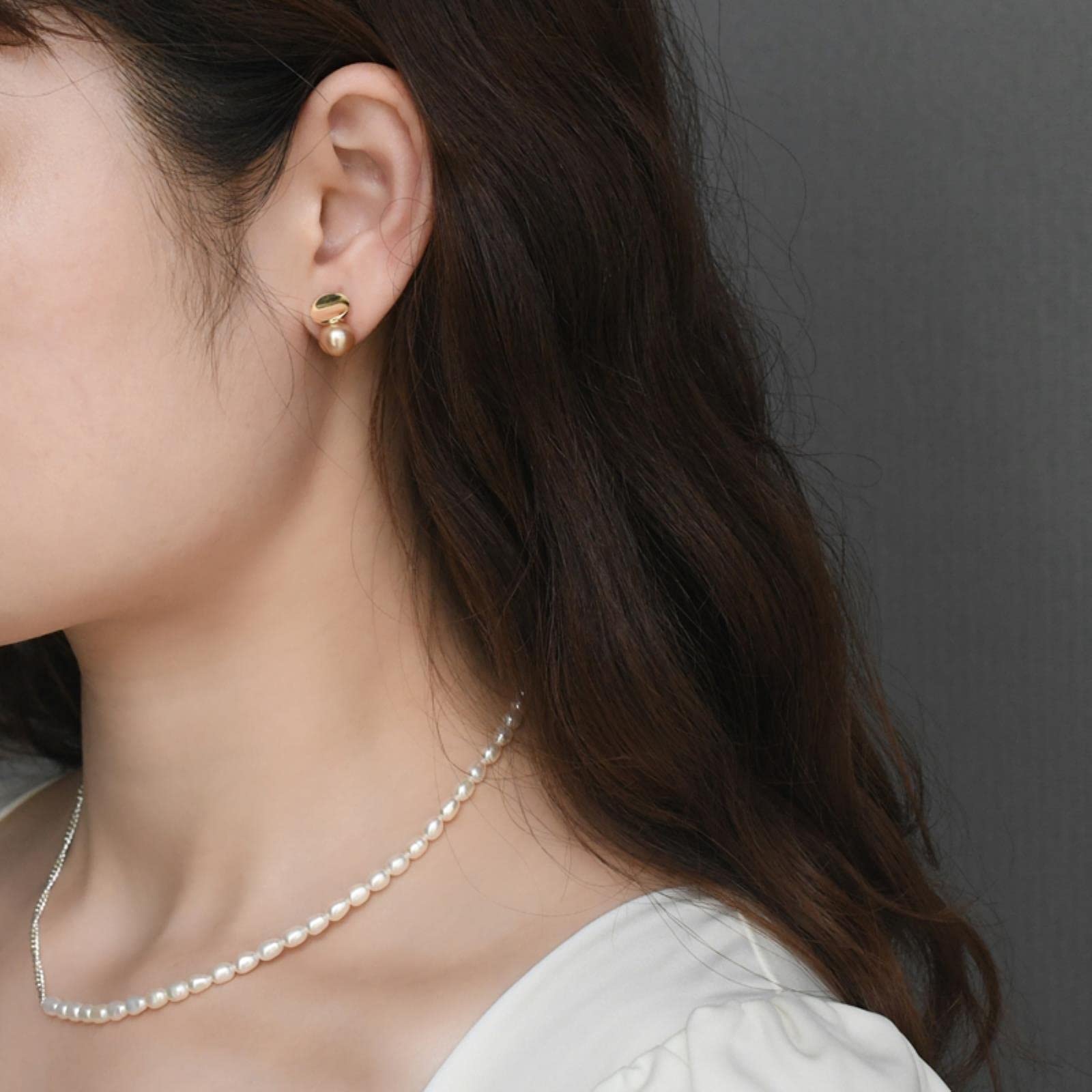 LOKILOKI Orecchini di Perle Rotonde Perfette d'Acqua Dolce Naturale 925 Gioielli in Argento Sterling per Regalo di Nozze da Donna
