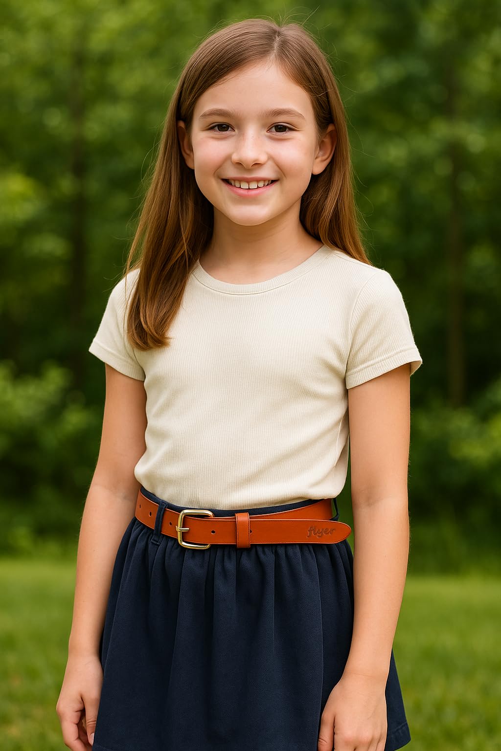 Flyer Girls Belt for 12–14 Year – Genuine Leather Adjustable Belt for 12, 12–13, 13, 13–14, 14 Year Old – Belt for Teens’ Jeans, Parties, School TAN1381 - Image 6 thumbnail