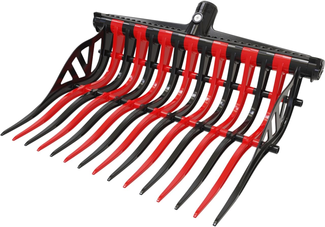 Wave Fork by VERSZA Farm & Ranch| Manure Fork Replacement Head| Durable TINES That Don't Break ! (Color RED Black)