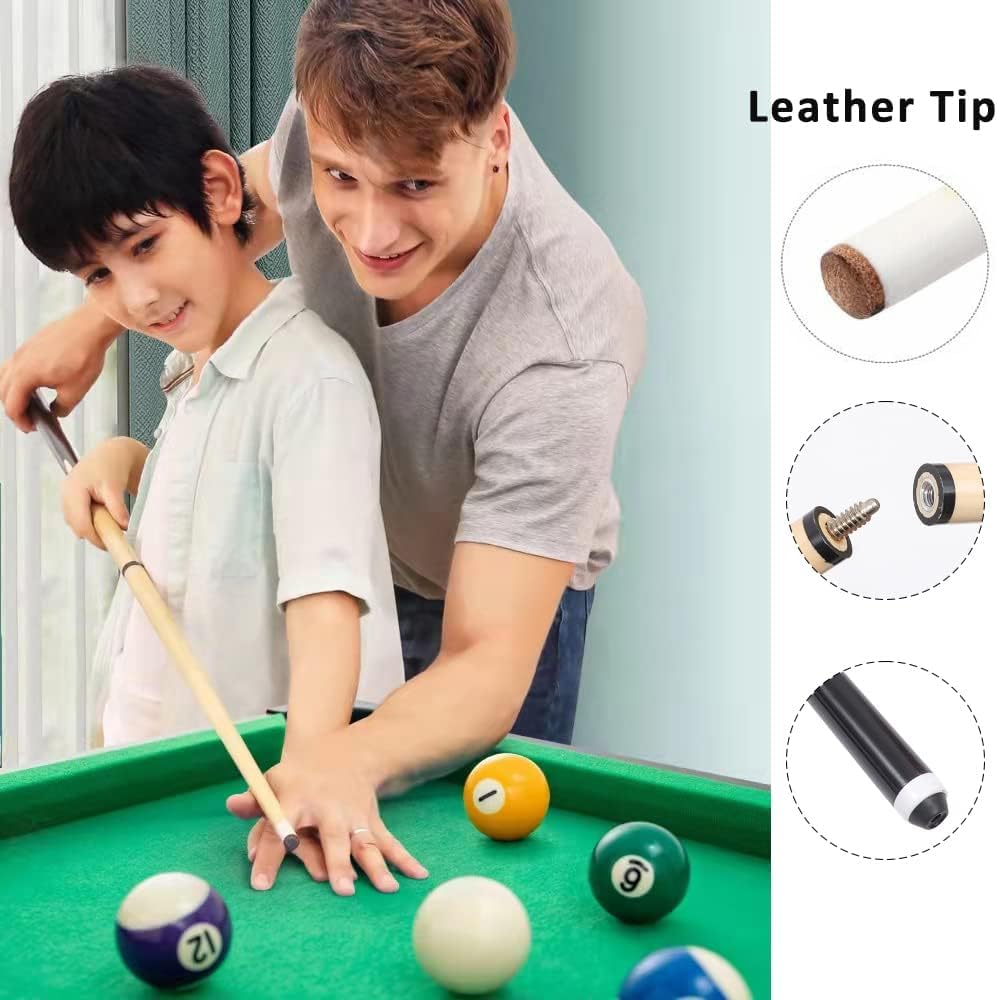 Queues de Billard 145cm en Bois dévissable en Deux Parties - Bâtons de Queue de Billard pour Jeu de Table (Lot de 2 x 145cm) - Hobby Tech