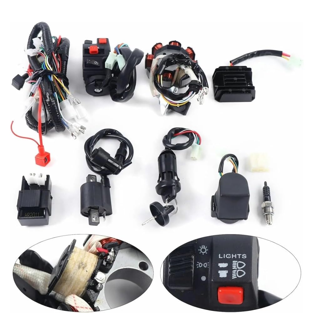 Cablaggio motore autonomo Per ATV 125-250CC Cablaggio motore | Kit cablaggio completo QUAD - Vernice a forno in rame e gomma, accessori completi
