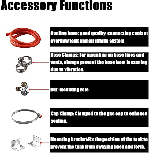 Miniatura 3 de BESULEN Tanque de desbordamiento de refrigerante, botella universal de desbordamiento de radiador de 27.1 fl oz con línea de manguera de combustible