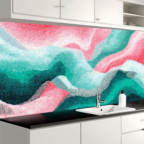 Image of Nuxovilar Green Pink Marble Swirl Wallpaper Peel Stick 15.75x39.37