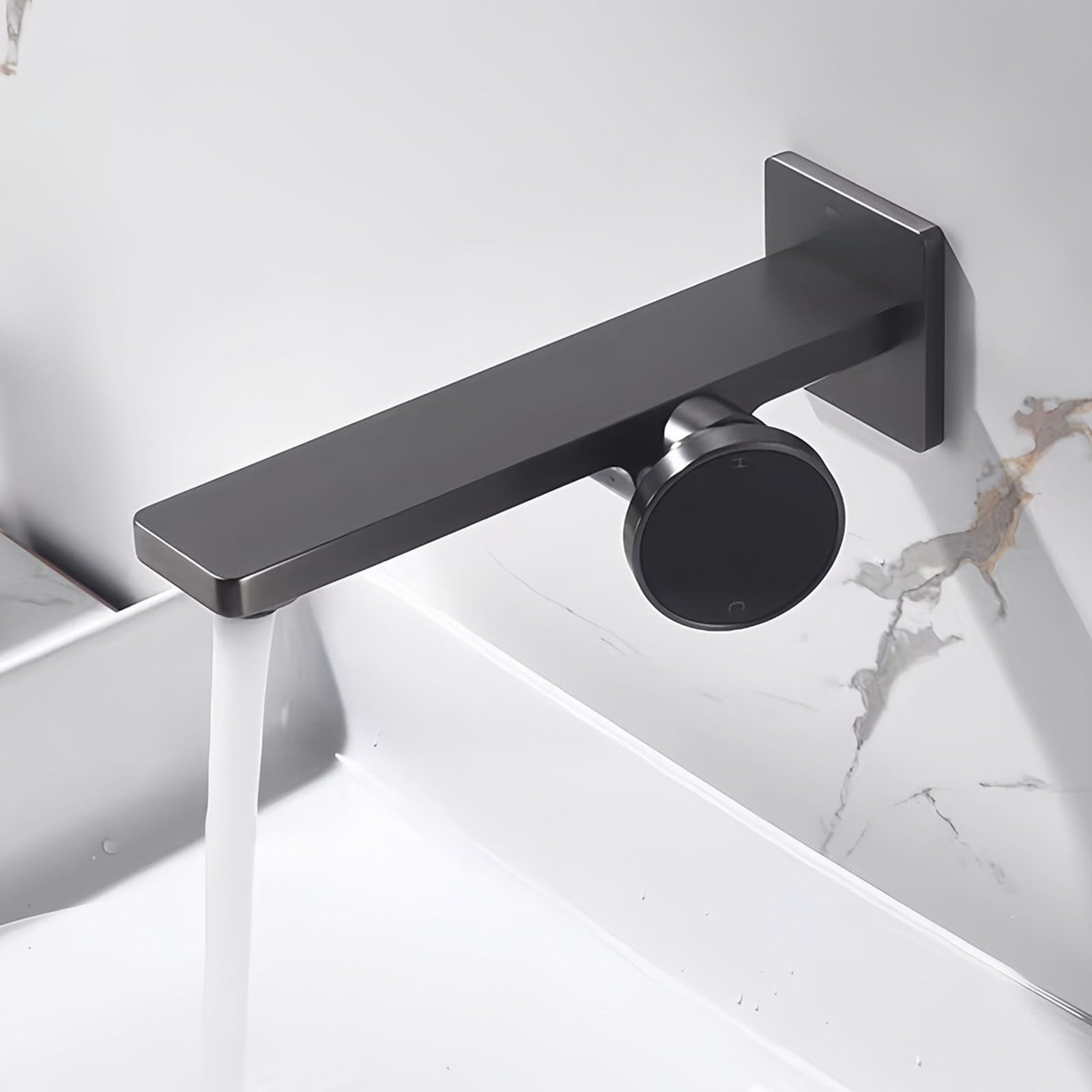 Robinetterie encastrable gris pistolet haute finition pour lavabo moderne