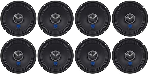 Rockville (8) RXM68 6.5" 1200w 8 Ohm Controladores de rango medio Altavoces de coche, bajos medios