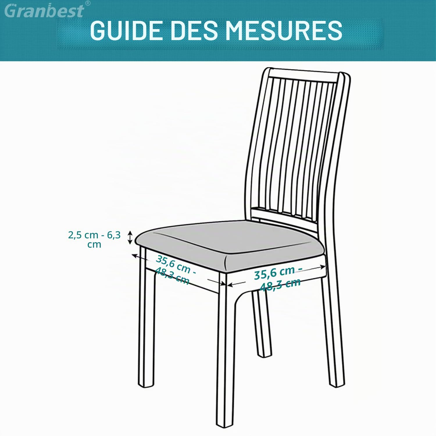 Granbest Élégants housses de chaise de salle à manger imperméables Set de 4, Coussins de chaise de salle à manger haute extensibilité Housses de protection lavables pour banquet, cuisine, fête, hôtel