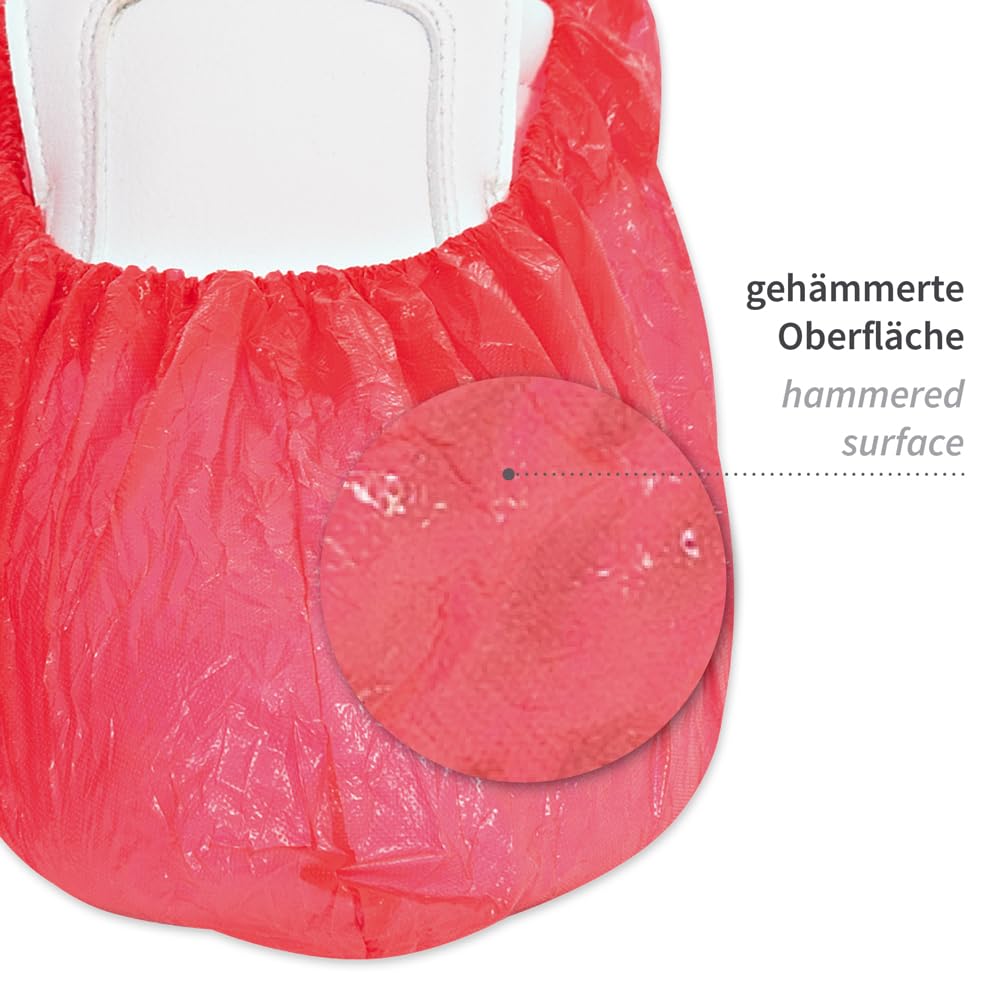Franz Mensch Hygostar Überschuhe rot aus CPE, 2000 Stück, Schuhüberzieher, Einweg Überziehschuhe, schmutz- und wasserabweisend, gehämmerte Struktur