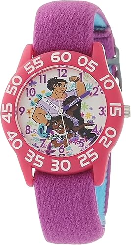 Disney Encanto Reloj de cuarzo analógico para niños Time Teacher, Púrpura, Reloj de cuarzo