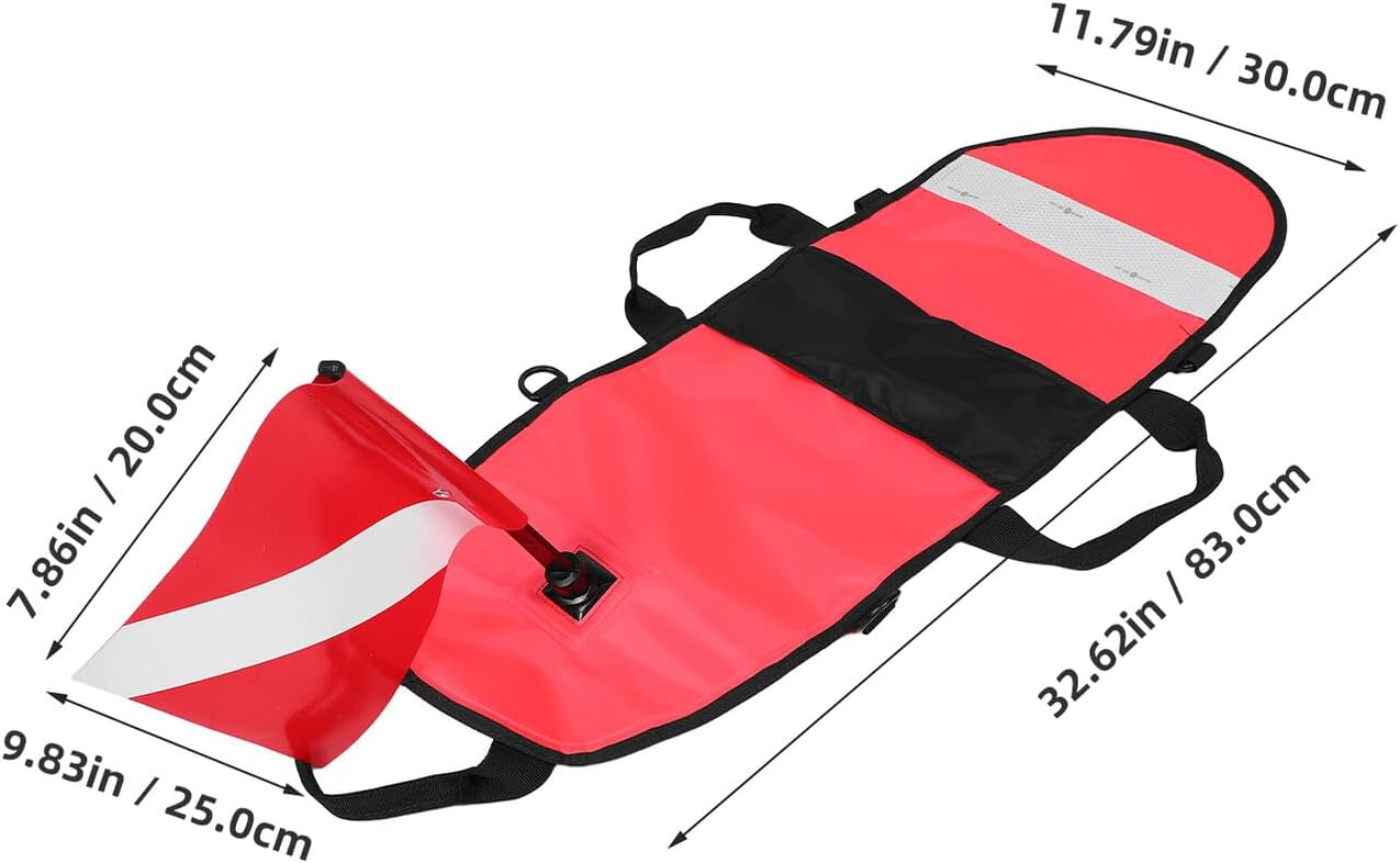 COHEALI Inflatable Dive Float Safety Buoy with Red Diving Flag, Universal Size Swimming Safety Equipment for Open Water, Spearfishing, and Scuba Diving