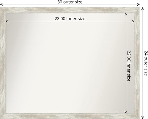 Miniatura 4 de Amanti Art Espejo de pared no biselado (24 x 30 pulgadas), marco estrecho metálico agrietado, espejo de baño, espejo de tocador, plateado, grande