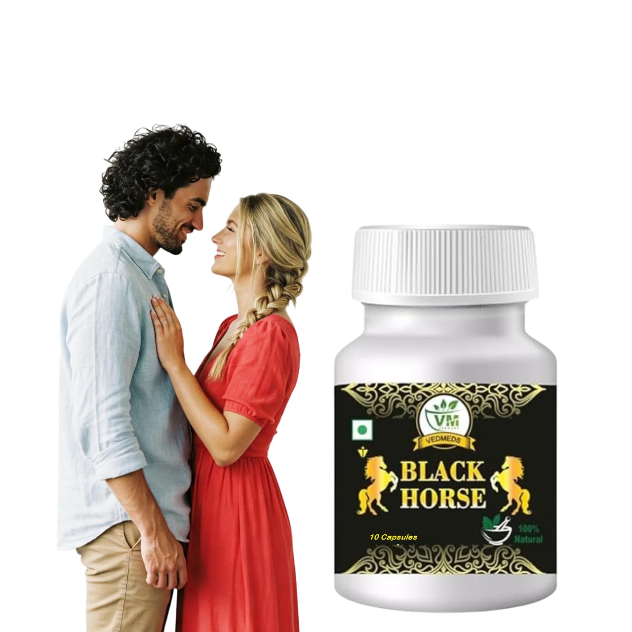Black Horse Man Capsule | Immunity Vitality & Energy Support Supplement for Men | 10 Capsules