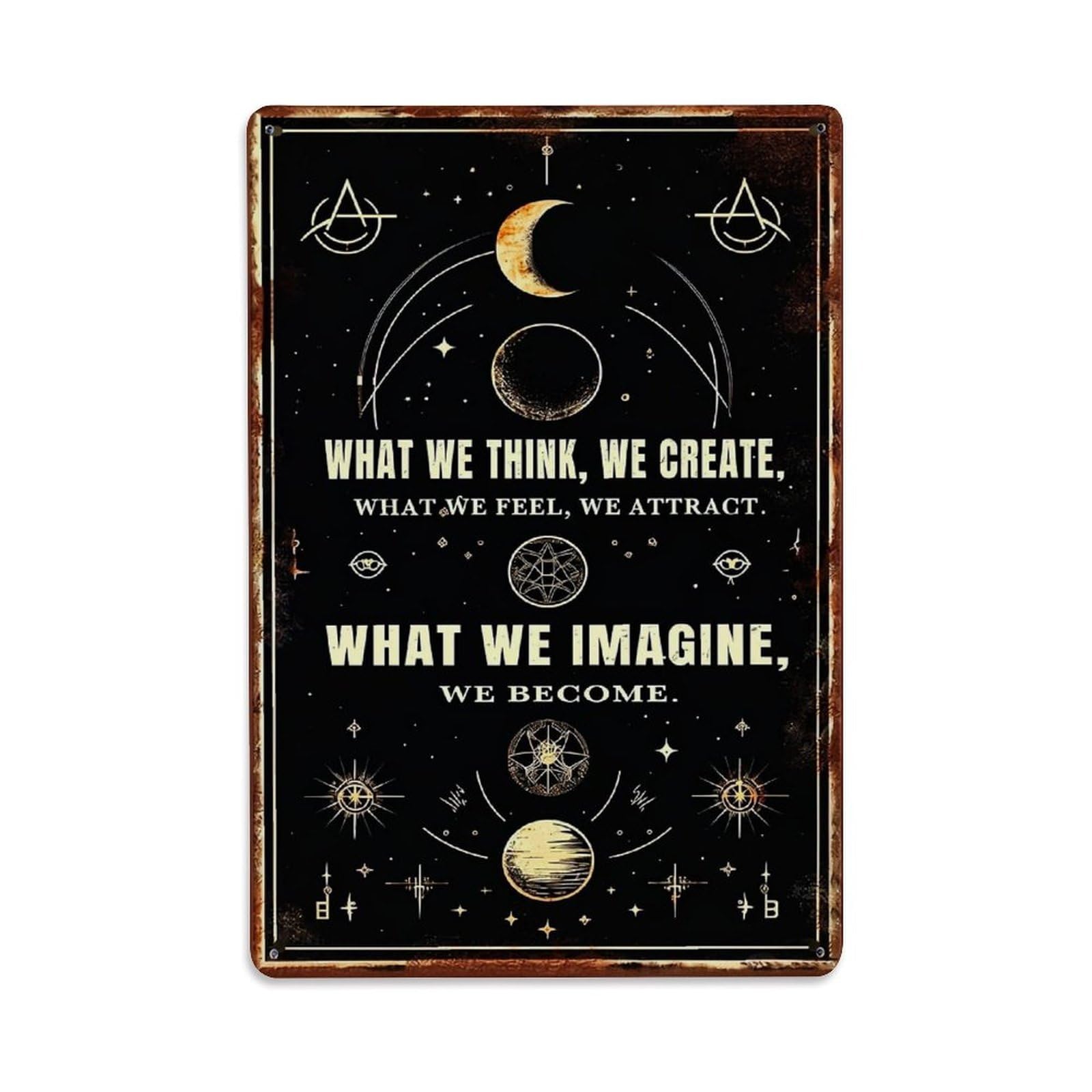 Jdfenggu Vintage Cosmic Symbolic Celestial Mystical Pattern Retro Metal Tin Sign, Decor Art Poster For Bar, Home, Man Cave, Kitchen, Laundry Room Gift 8X12inch