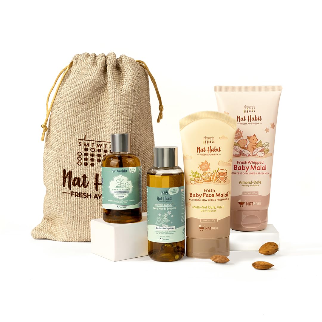 Nat Habit Baby Winter Skin & Hair Care Combo | Malai Creams & Massage Oils-image-45