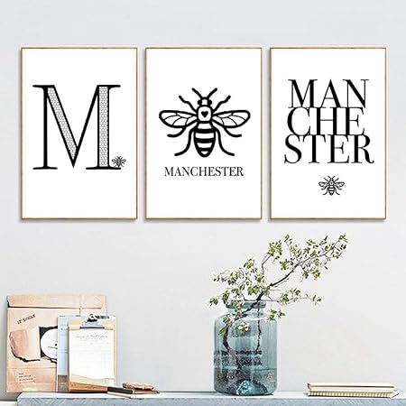 Amilart Manchester Worker Bee Art Painting Pictures Home Wall Decor Manchester Quote Personalisation City Canvas Art Prints And Poster 50x70cmx3 Unframed Amazon Co Uk Home Kitchen
