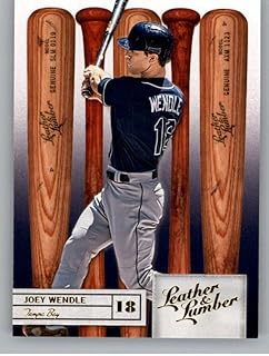 2019 Panini Leather and Lumber Embossed Gold #76 Joey Wendle Tampa Bay Rays Bat Official MLB PA Baseball Card in Raw (NM or Better) Condition