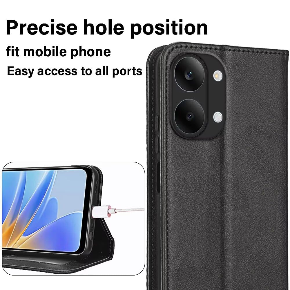 EASSGU Etui na telefon do POCO X8 Pro Max (17.3 cm) Flip Folio PU Leather Magnetyczny przełącznik Pokrowiec na telefon, [3 przegródki na karty] [1 portfel] Etui na telefon z podstawką - czarne