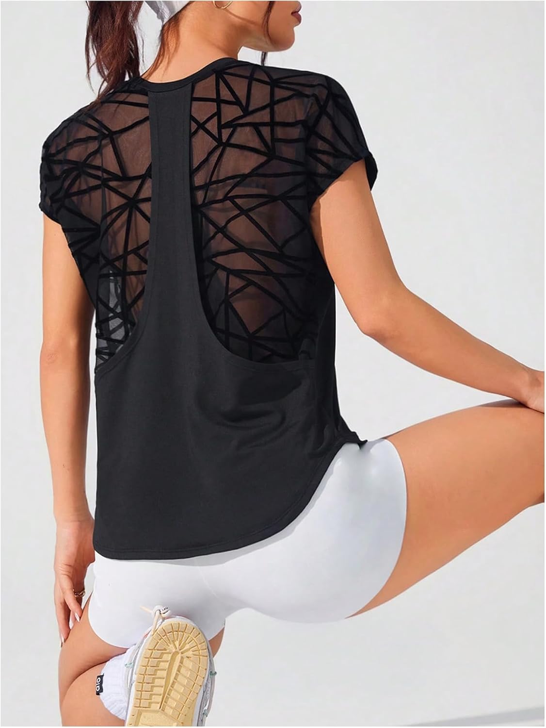 SweatyRocks Women's Mesh Short Sleeve Workout Top Sports Yoga Gym Athletic Shirts - Image 4