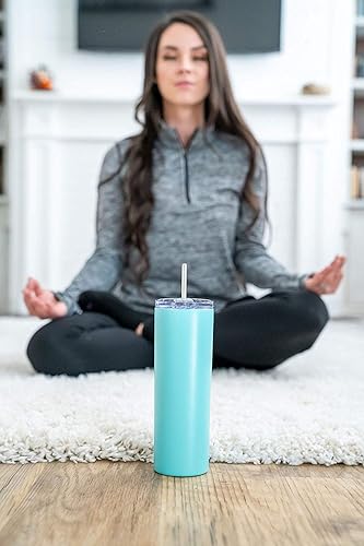 Miniatura 6 de STRATA CUPS Aqua Skinny Tumbler with Lid and Straw (4 Pack) - 20 Oz Double Wall Insulated Stainless Steel Slim Tumbler with Straw Cleaner, Reusable