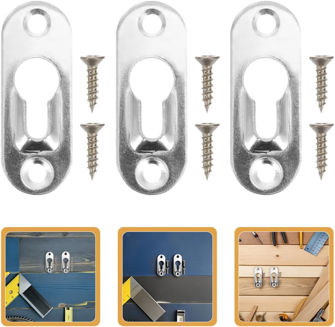 WOONEKY Picture Frame Hanging Kit with Flat Metal Frame Buckles and Screws, Invisible Back Panel Mounting Hardware for Wall Decor, 30 Buckles and 60 Screws Set for Home and Office