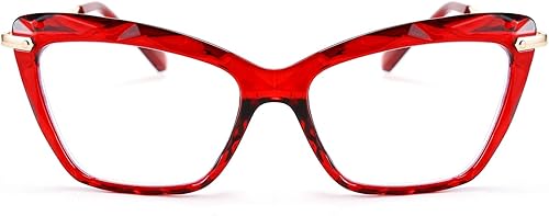 Miniatura 3 de FEISEDY Gafas de lectura de ojo de gato de cristal, con bloqueo de luz azul, antifatiga ocular, B2596, vino, 2.5x
