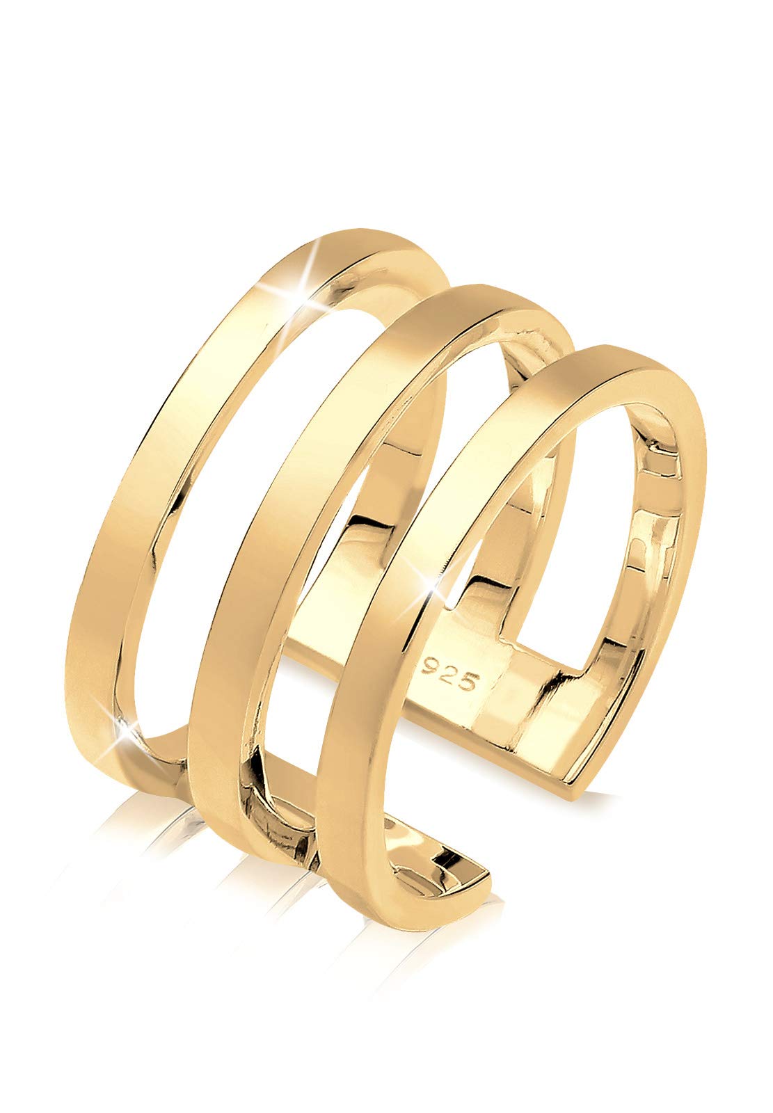 Elli Women's 925 Sterling Silver Gold Plated Wrapped Pattern Ring, Size N
