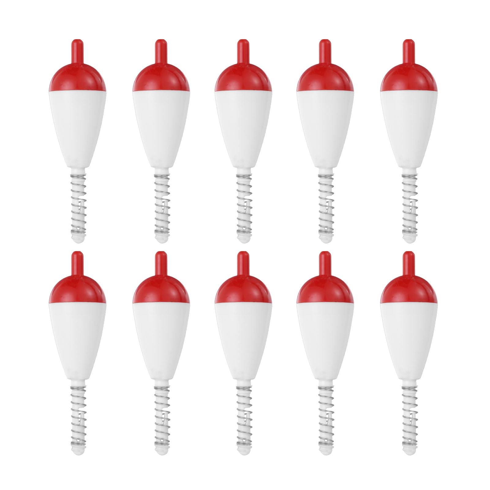 PATIKIL Fishing Float Bobbers, 10 Pack Hard ABS Oval Stick Spring Slip Bobber for Crappie Trout Bass Fishing Red