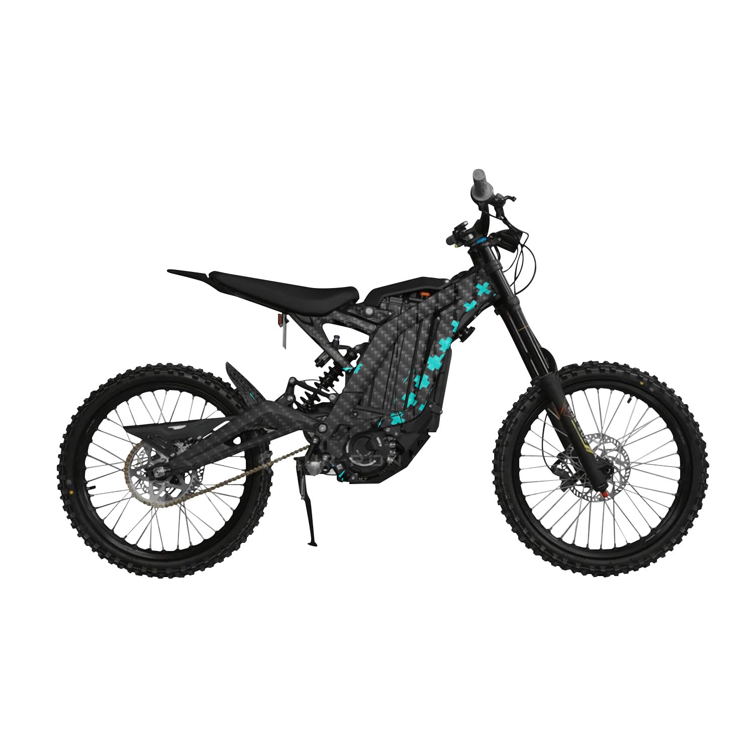 Carbon Fiber Surron Light Bee Graphics Kit Wrap - Grunge Cross Cyan - Sur-Ron Skin - Premium 3M Vinyl Protective Wrap Decal Cover - Easy to Apply | Crafted in The USA by MightySkins