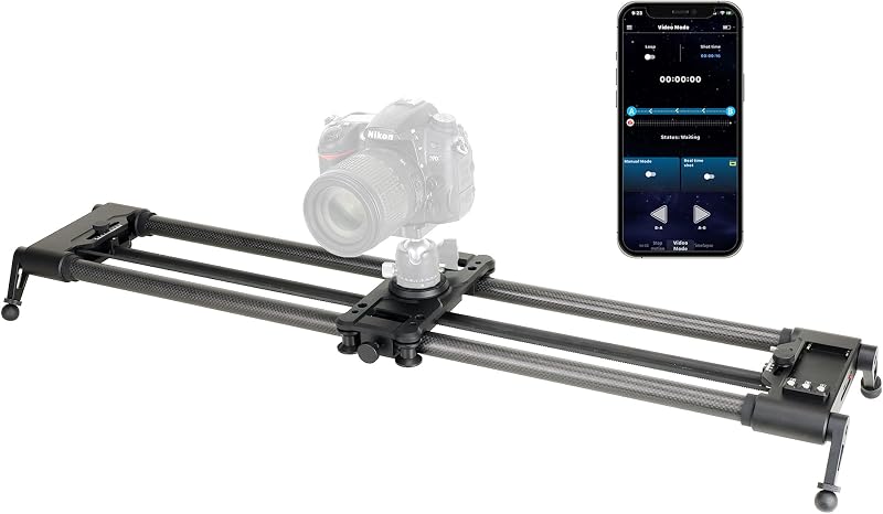Control deslizante de cámara motorizado G1, control deslizante de movimiento controlado por aplicación Bluetooth para cámaras DSLR y sin espejo, riel de fibra de carbono, lapso de tiempo, stop motion, seguimiento y tomas panorámicas (80 cm (31,5"))