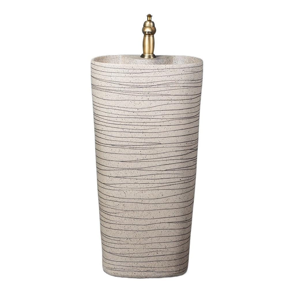 AYCDL Pedestal Sink Pedestal Wash Basin Courtyard Integrated Pool Floor-Standing Basin Bathroom Pedestal Basin Ceramic Wash Basin Bathroom Pedestal Sink