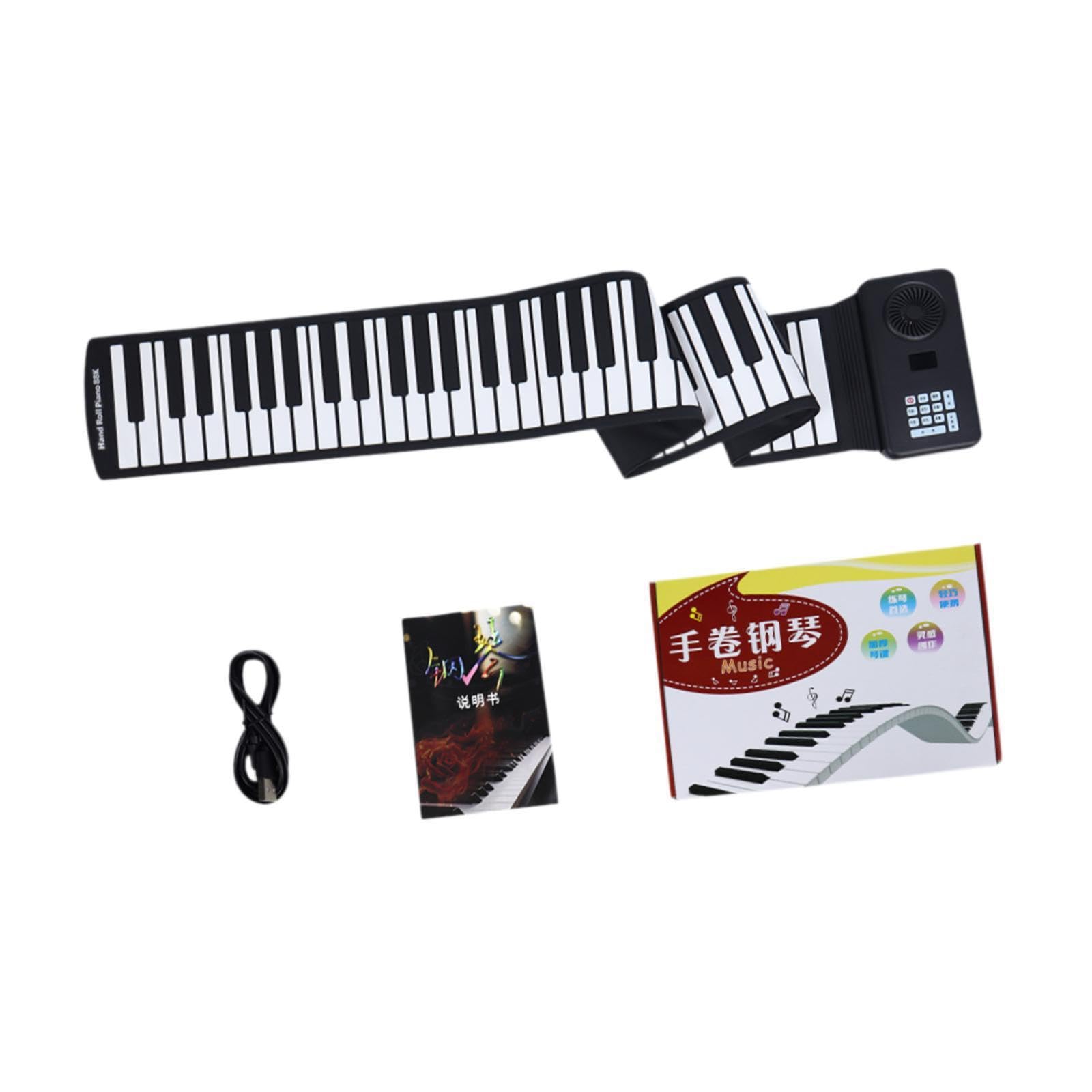 Tastiera per pianoforte a 88 tasti, arrotolabile, facile da trasportare, strumento elettrico digitale, mini tastiera per principianti, lezioni di musica, per pianoforte a mano, arrotolabile,