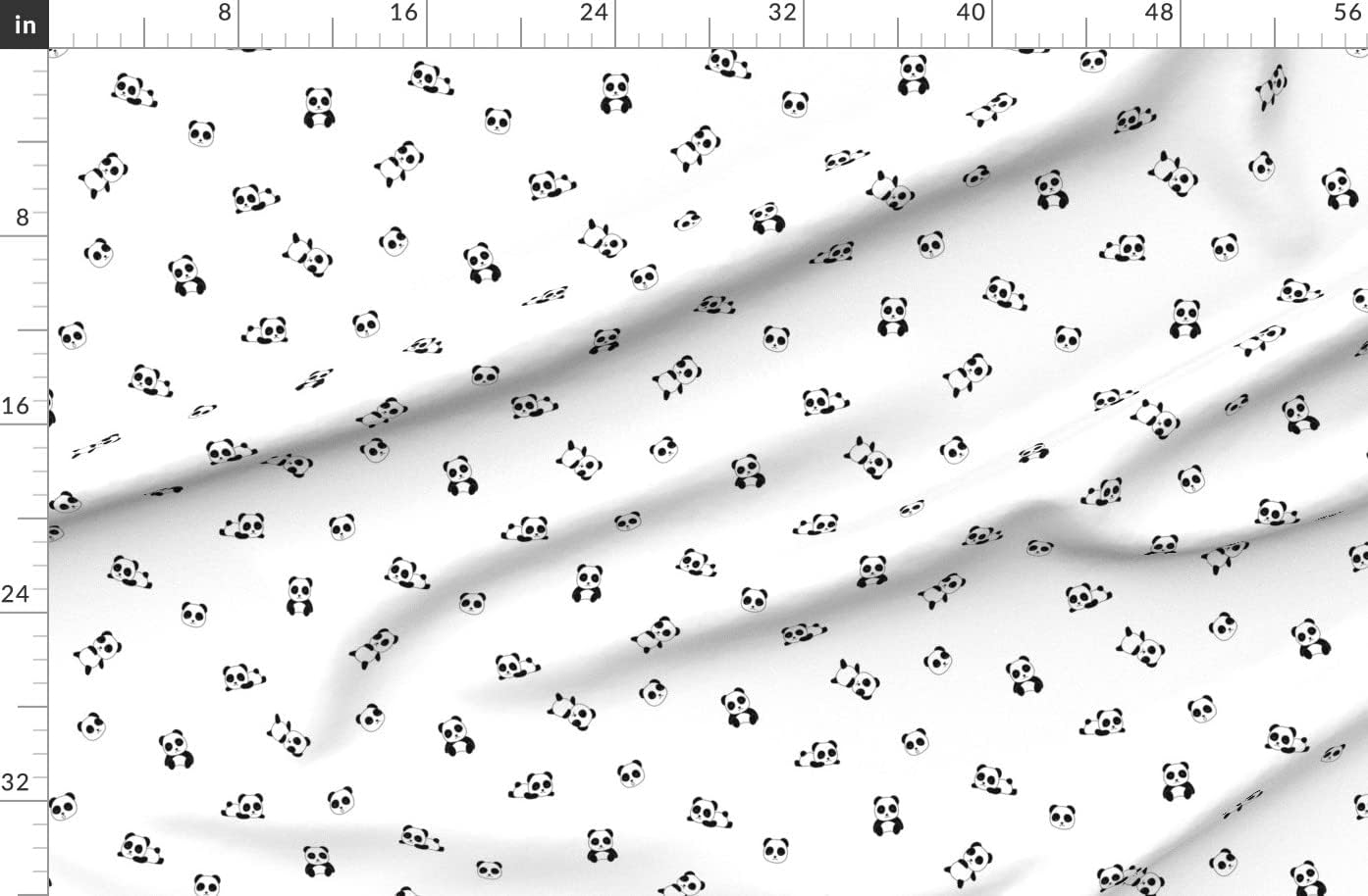 Spoonflower Fabric - Panda Bears Dreams Cute Animal Black White Sleep Nursery Kids Printed on Organic Cotton Sateen Fabric by The Yard - Sewing Quilting Apparel Home Decor