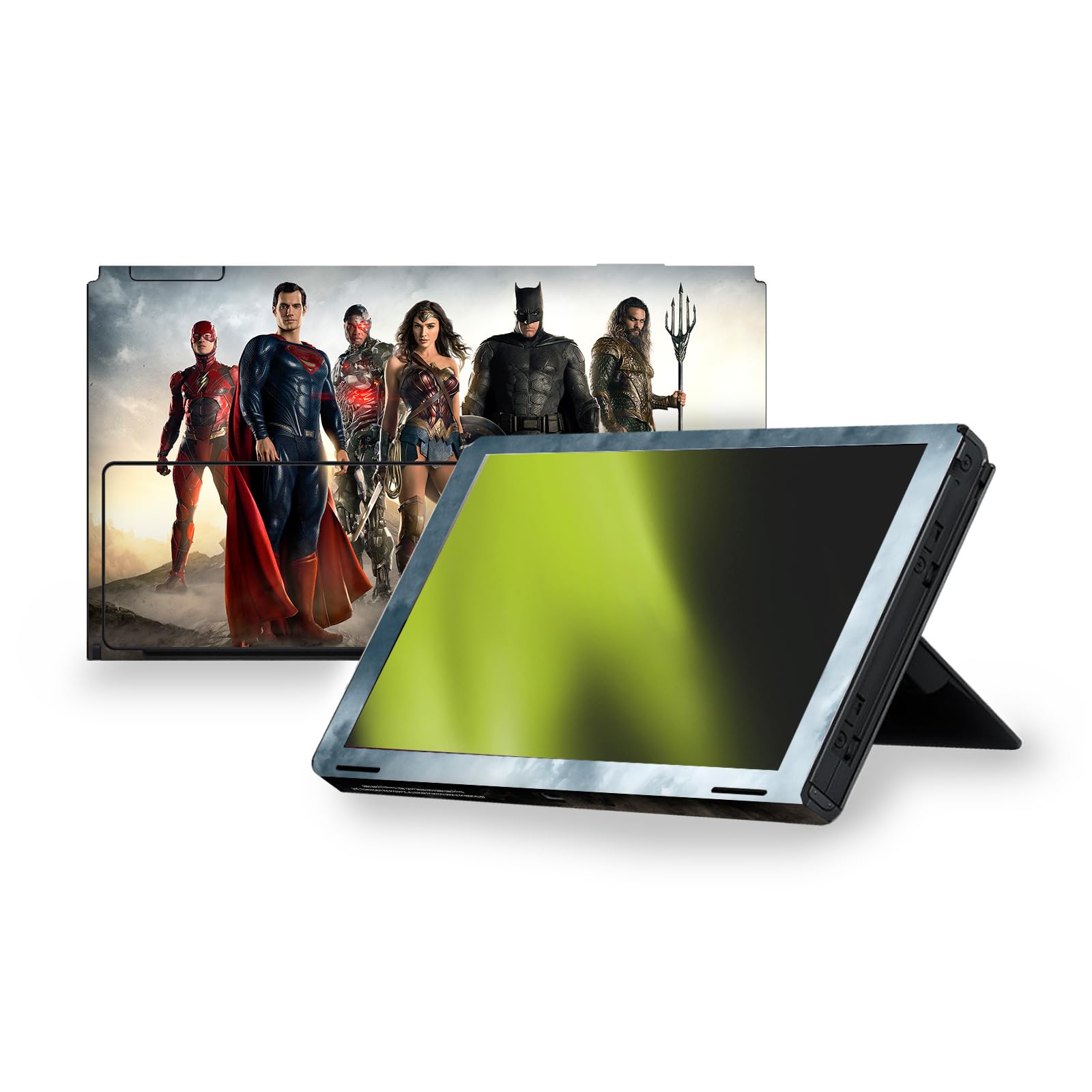 Head Case Designs sous Licence Officielle Zack Snyder's Justice League Groupe Coloré Snyder Cut Art Personnage Vinyle Autocollant De Jeu Peau Autocollant Compatible avec Nintendo Switch OLED Bundle