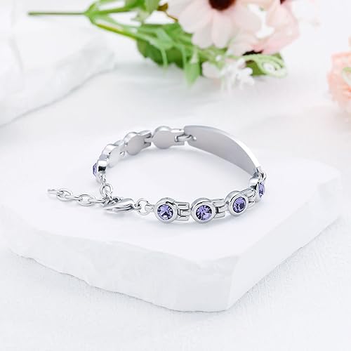 Miniatura 7 de Pulseras de alerta médica personalizadas para mujeres y niñas, grabado gratuito, acero inoxidable, pulseras de identificación médica personalizables