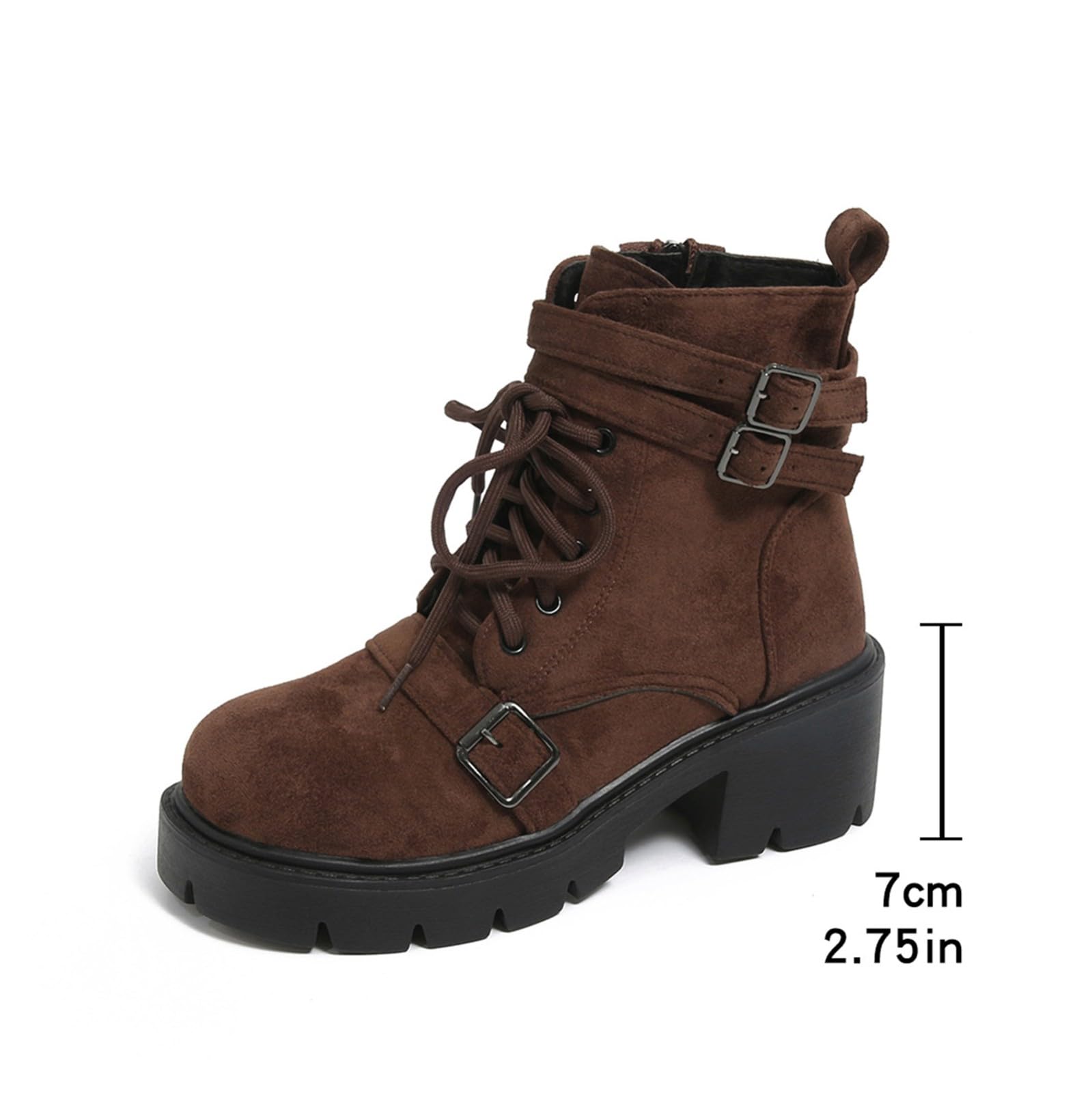Cocila Botines De Ante Tacón Medio, Color Liso, con Cremallera Lateral Corta Y Cuadrado, Ideales para Otoño E Invierno. Botas Agua Mujer Hunter Piel Camel Vestir Barefoot Botin Lluvia Camperas