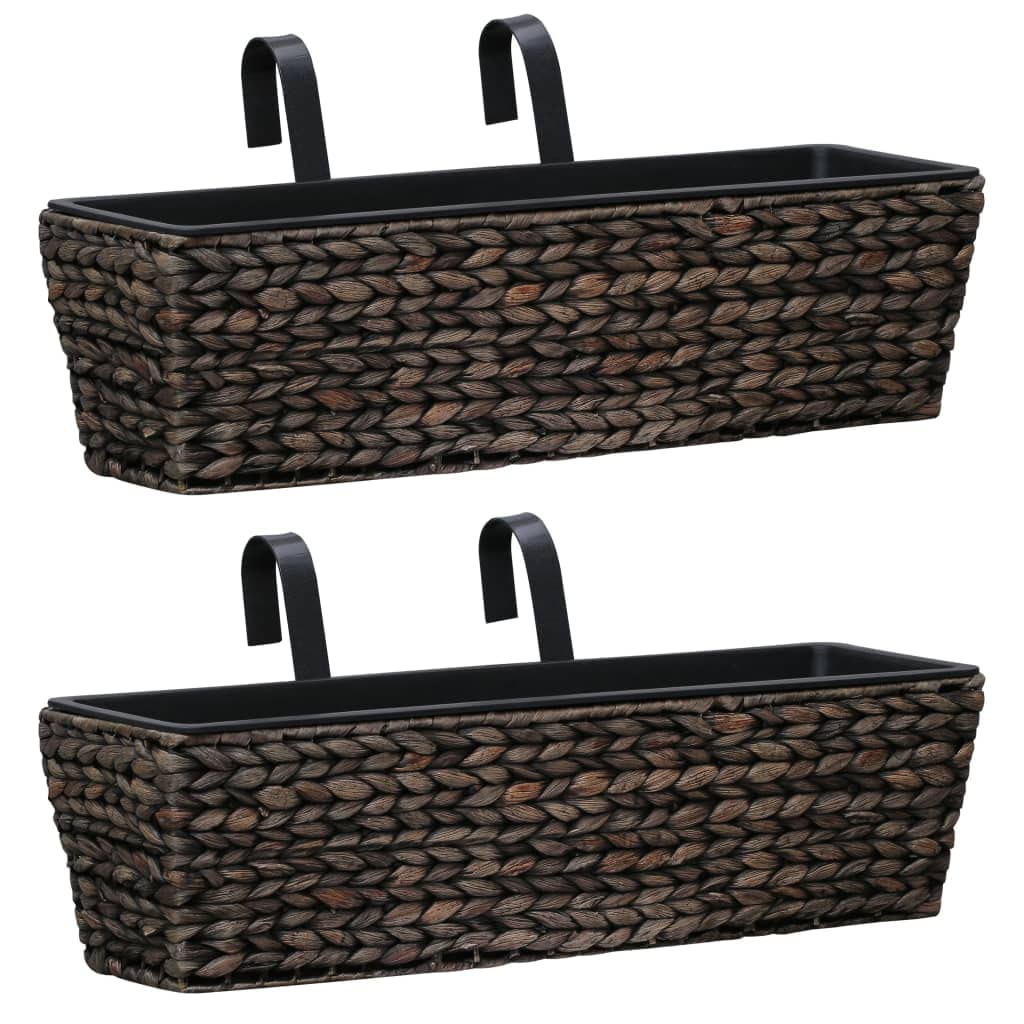 vidaXL 2X Jardinières Pot à Fleurs Cache-Pot Bac à Plante Pot à Plante Jardin Véranda Balcon Terrasse Cour Extérieur Jacinthe d'eau Marron