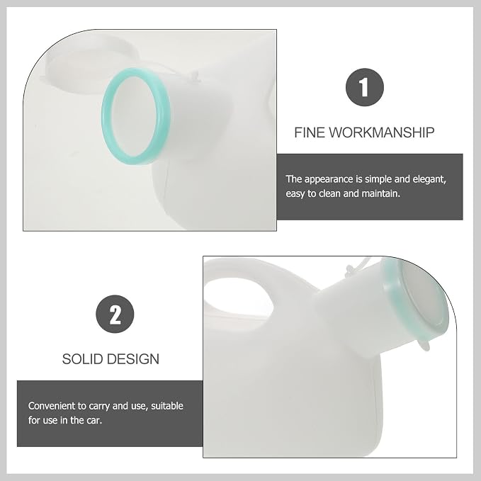 Orinal portátil para hombres 2000 ml plástico resistente 2 pzas miniatura 3