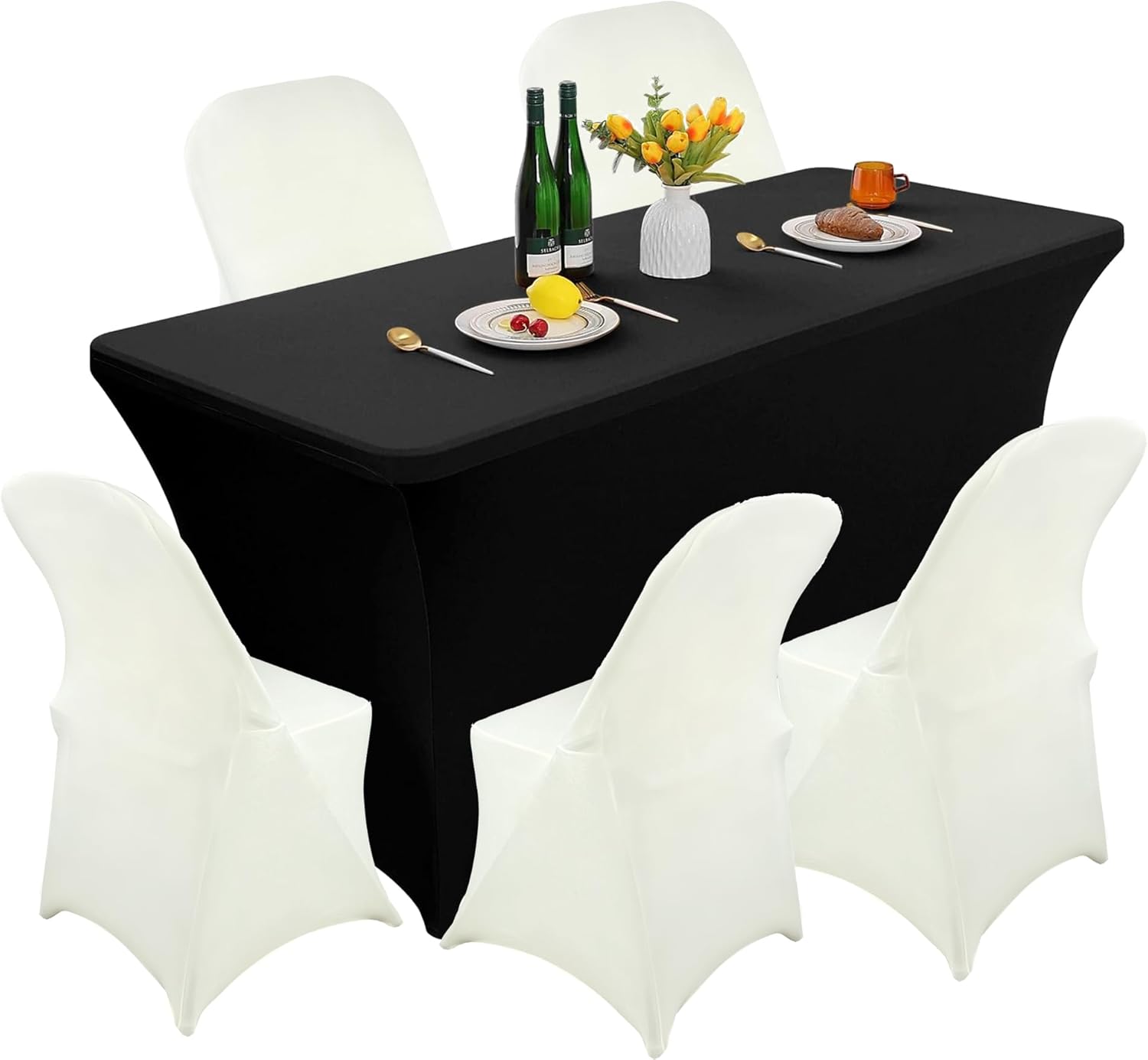 40pcs stretch spandex folding waterproof chair covers,universal fitted chair cover protector for wedding party banquet holidays celebration decoration(ivory) ivory 40