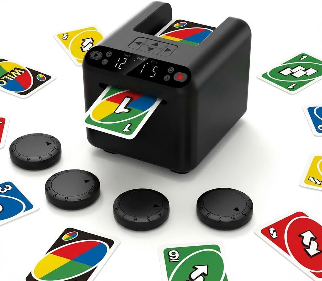 Automatic Card Dealer Machine for 1-3 Decks, 4 Wireless Remotes, 180°/360° Rotation, USB-C Rechargeable, Supports 1-12 Players – for Poker, Blackjack, Texas Hold'em & More Card Games (NO SHUFFLER)