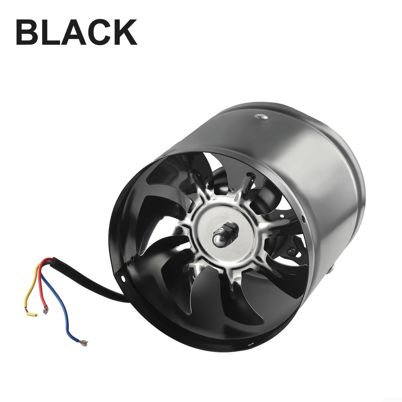 Ventilador de tubo de 150 mm, carcasa de metal, silencioso, 200 – 600 m³/h, 40 W, para cocina, baño, taller, garaje, industrial, aspiración (negro)