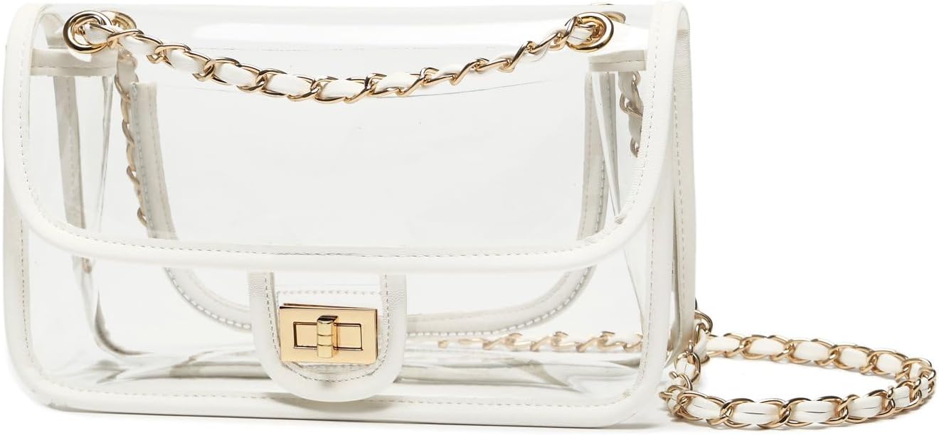 Womens PVC Clear Purse Handbag with Chain Stadium Approved Clear Bag See Through Bag for Working and Concert - Image 6