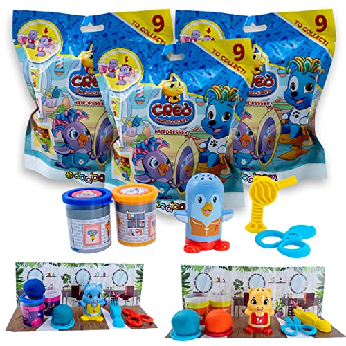 Sbabam, Creo Peluquería, Juegos de quiosco, Pasta modelable para niños, Ideal para Actividades Creativas, muñecos de Colores perfectos como Regalo, Paquete de 3, a Partir de 3 años